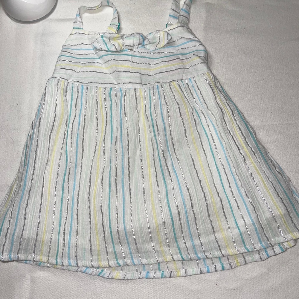 Halter top shirt size‎ xl 14/16 pastel blue, green, yellow & silver lined